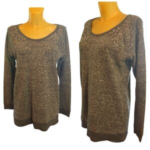 🌹3/15🌹MAURICES Marled Grey Sweater With Jewel And Stud Detail